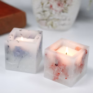Duftlys - Firkantet Krukke - Rose - Liten