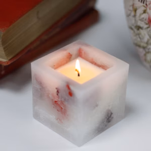 Duftlys - Firkantet Krukke - Rose - Liten