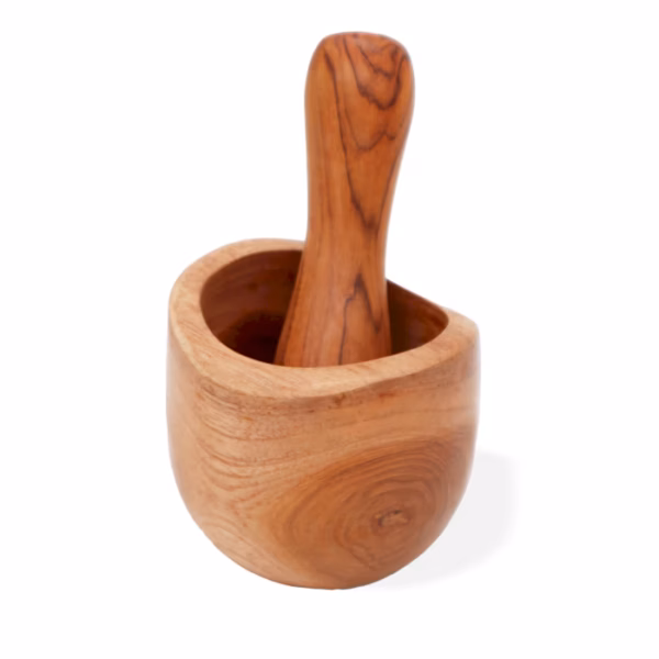 Maja y Mortero de Madera de Teca - Pequeña