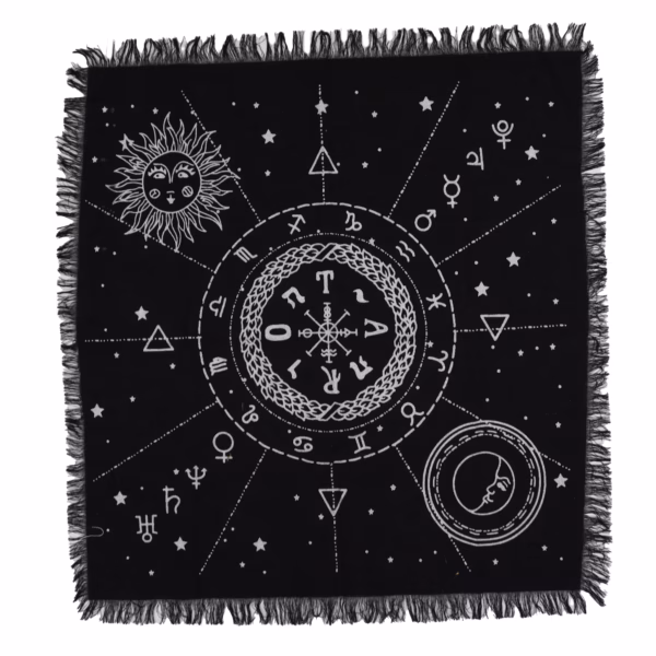 Esoterisch Altaardoek met Franjes - Maan & Zon Kaart