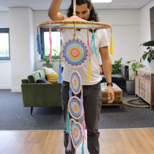 Ekstra Stor Drama Dreancatcher - Pastal Rainbow