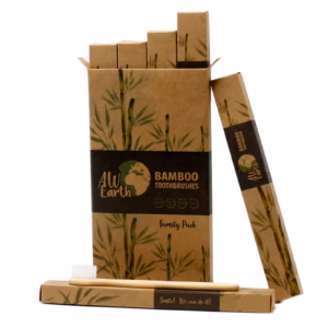 Caja de 4 Cepillos de Bambú - Blanco - Pack Familiar