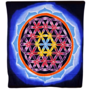 Batikwandtücher aus Bali Blume des Lebens und der Liebe - 107x103cm