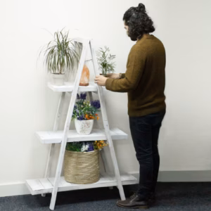 Houten Display Ladderstandaard "A" Frame - In Klapbaar - Witgewassen