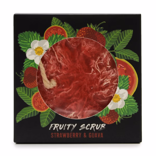 Fruity Peeling Seife mit Schnur - Strawberry & Guava
