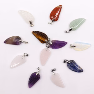 Pendentifs Ailes d'Ange Pierres Fines - 12 Assortis 28x15mm