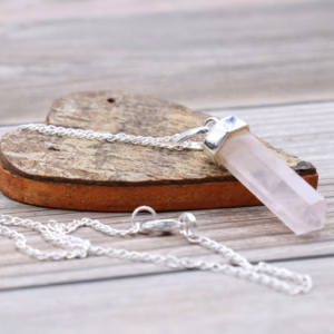 Pendentif Pointe Classique en Pierres Précieuses - Quartz Rose