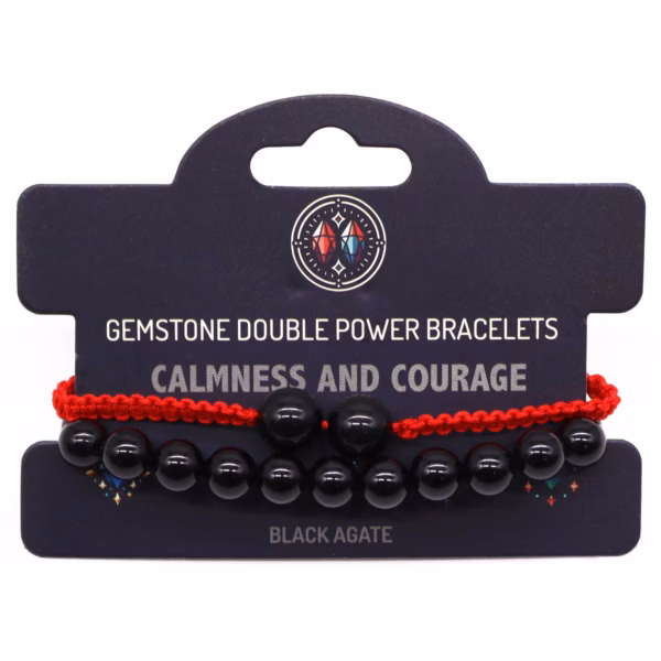 Gemstone Double Power Bracelets - Black Agate