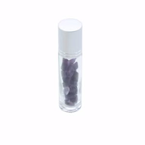 Botella en Roll - On con Gemas - Amatista - Tapa Plateada