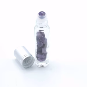 Botella en Roll - On con Gemas - Amatista - Tapa Plateada