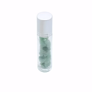 Edelstein - Rollerflasche für Ätherische Öle - Aventurin - Silber Kappe