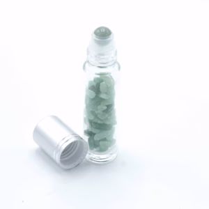 Edelstein - Rollerflasche für Ätherische Öle - Aventurin - Silber Kappe