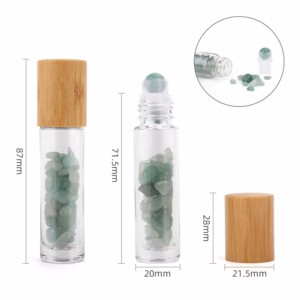 Botella Roll - On con Gemas - Aventurina - Tapa de Madera