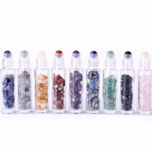 Botella Roll - On con Gemas - Aventurina - Tapa de Madera