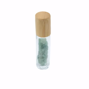 Botella Roll - On con Gemas - Aventurina - Tapa de Madera