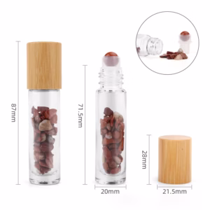 Roller Fles - Rode Jaspis - Houten Dop