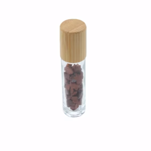 Roller Fles - Rode Jaspis - Houten Dop