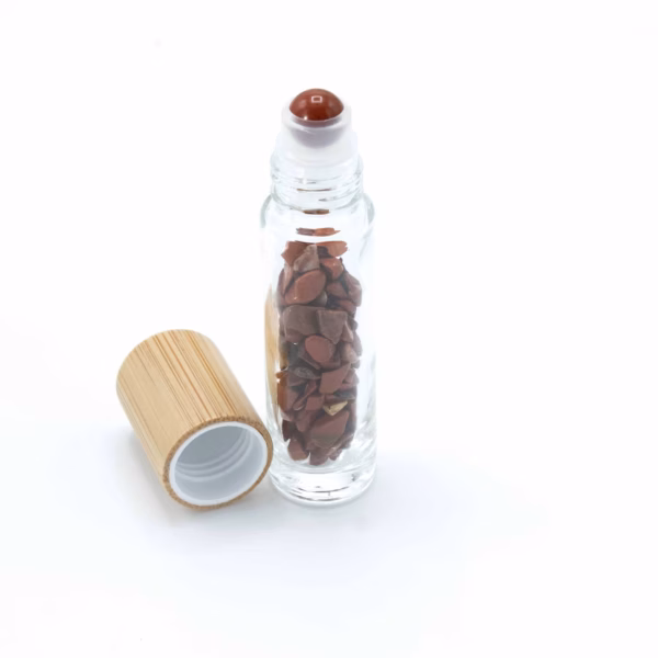 Roller Fles - Rode Jaspis - Houten Dop