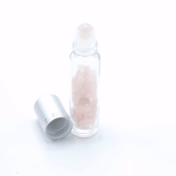 Rullflaska med Ädelsten till Eterisk Olja - Rosenkvarts - Silver Lock - 5ml