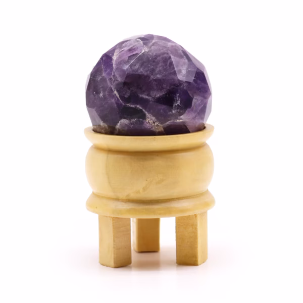 Gemstone Faceted Healing Ball & Stand - Rose Quartz
