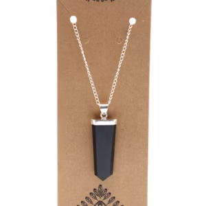 Pendentif Crayon Plat Pierres Fines - Agate Noire
