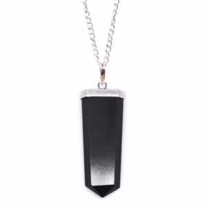 Pendentif Crayon Plat Pierres Fines - Agate Noire