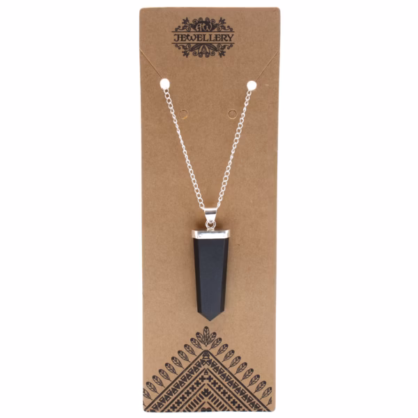 Pendentif Crayon Plat Pierres Fines - Agate Noire