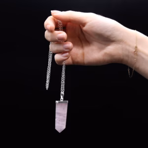 Pendentif Crayon Plat Pierres Fines - Quartz Rose