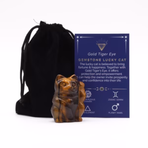 Gemstone Lucky Cat - Gold Tiger Eye 50x35x25mm