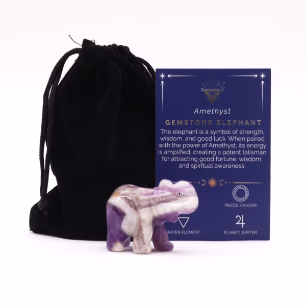 Geluks Olifant Edelsteen - Amethist - 50x35x25mm