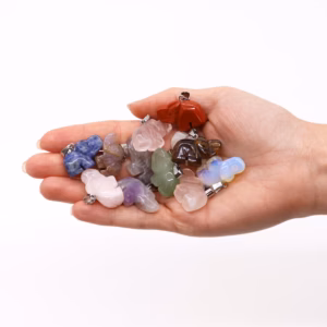 Gemstone Lucky Elephants Pendants - 12 Assorted 25x15mm