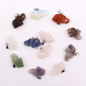 Gemstone Lucky Elephants Pendants - 12 Assorted 25x15mm