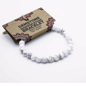 Pulsera Manifestación Piedras Preciosas - Jaspe Blanco - Paz