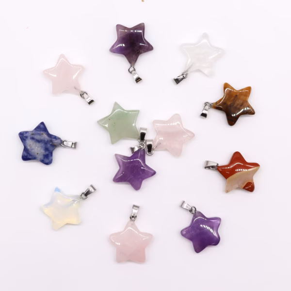 Pendentifs Étoiles Pierres Fines - 12 Assortis 20x6mm