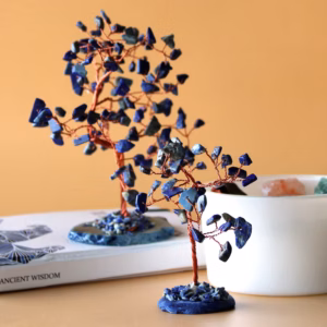 Arbre Pierres Fines - Sodalite sur Base d'Agate Naturelle Bleue - 35 Pierres