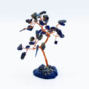 Arbre Pierres Fines - Sodalite sur Base d'Agate Naturelle Bleue - 35 Pierres