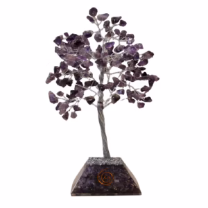 Arbre Pierres Fines avec Base en Orgonite - 160 Pierres - Améthyste