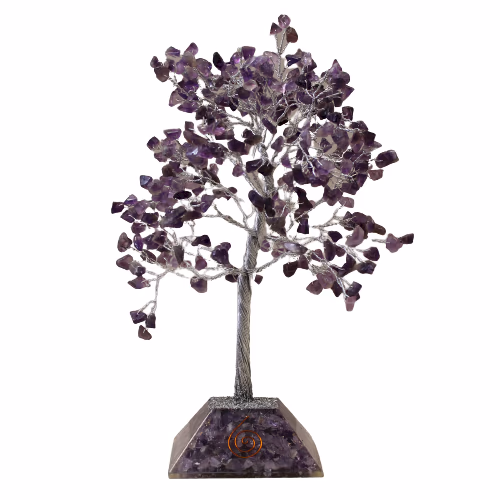 Edelsteinbaum mit Orgonit-Sockel - 320 Stone - Amethyst