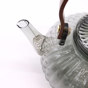 Tekanna i Glas - Kolgrå Ribbad Pärla - 950ml