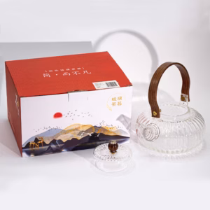 Tetera de Vidrio con Infusor - Perla Transparente Estriada - 850ml
