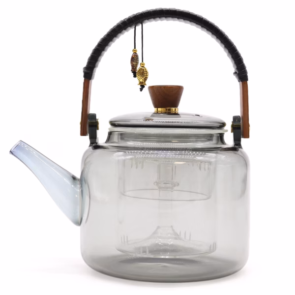Glazen Infusie Theepot - Met Stoomsysteem Antraciet - 1000ml