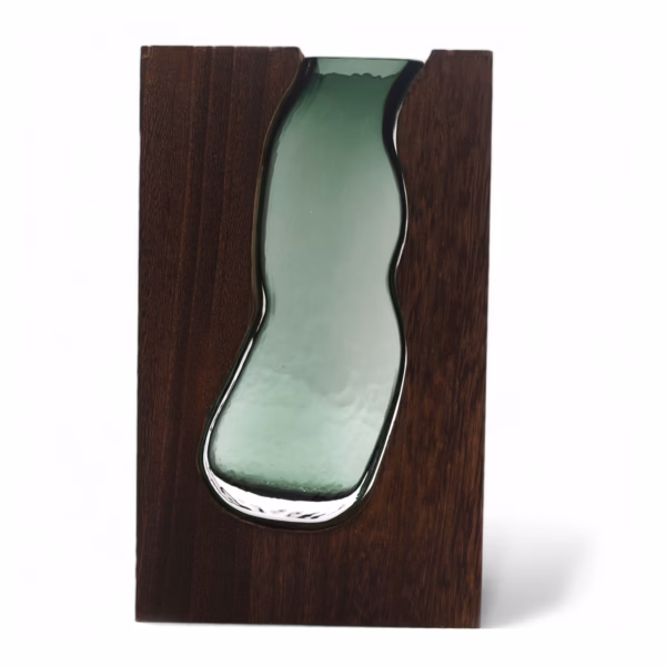 Glazen Vaas / Terrarium Binnen Donker Tung Hout - 14.5x5x23cm