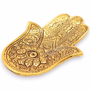 Porta Incienso Hamsa Pequeño Aluminio Dorado