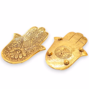 Porta Incienso Hamsa Pequeño Aluminio Dorado