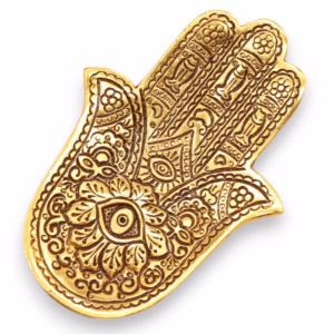 Porta Incienso Hamsa Pequeño Aluminio Dorado