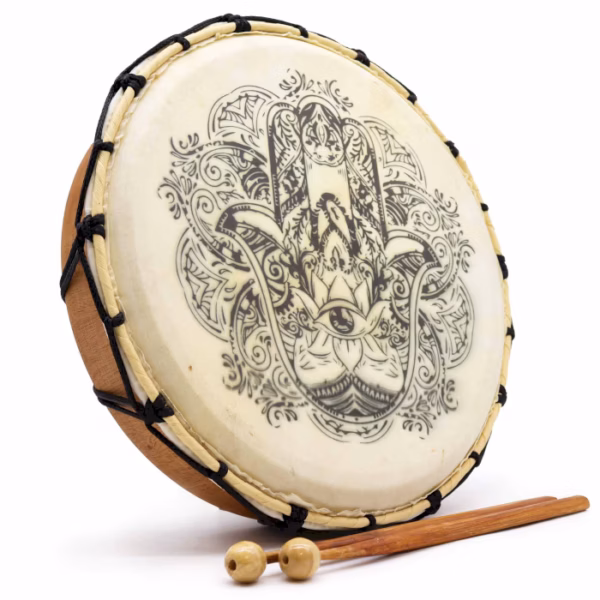 Hamsa Shamansk Trumma med Två Pinnar - 30cm