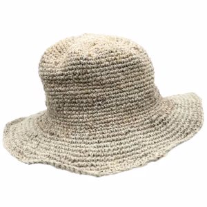 Handstickad Festivalhatt av Hampa & Bomull - Naturlig