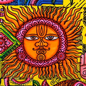 Handbrushed Cotton Wall Art - Sun