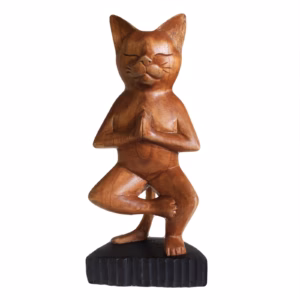 Håndskåret Yogakatt - Ett Ben