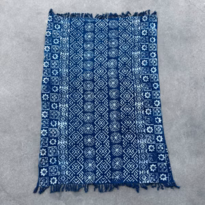 Handgjord Indigo-Pläd - Desi Ränder - 170x120cm